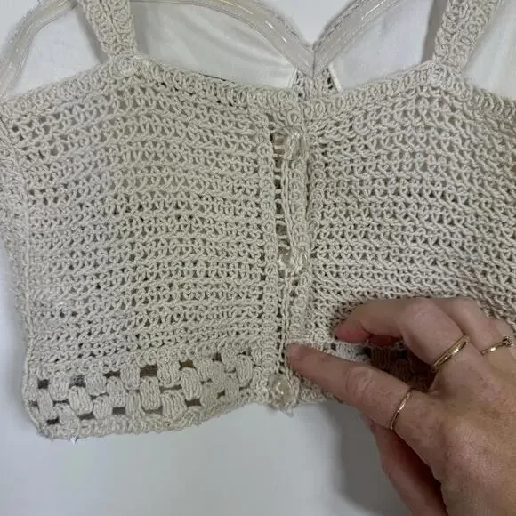 Zara Knit Crochet Sweetheart Bustier Crop Top - Picture 5 of 8